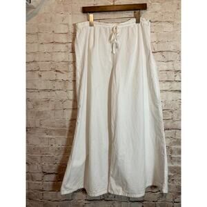 Anokhi Pants Womens Large Pure White Widest Leg Organic Cotton Beachy Culottes